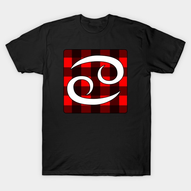 Cancer Zodiac Horoscope Buffalo Plaid Square Monogram T-Shirt by bumblefuzzies